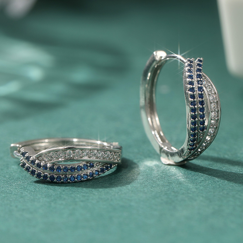 Sparkling Pave Cross Synthetic Zirconia Hoop Earrings